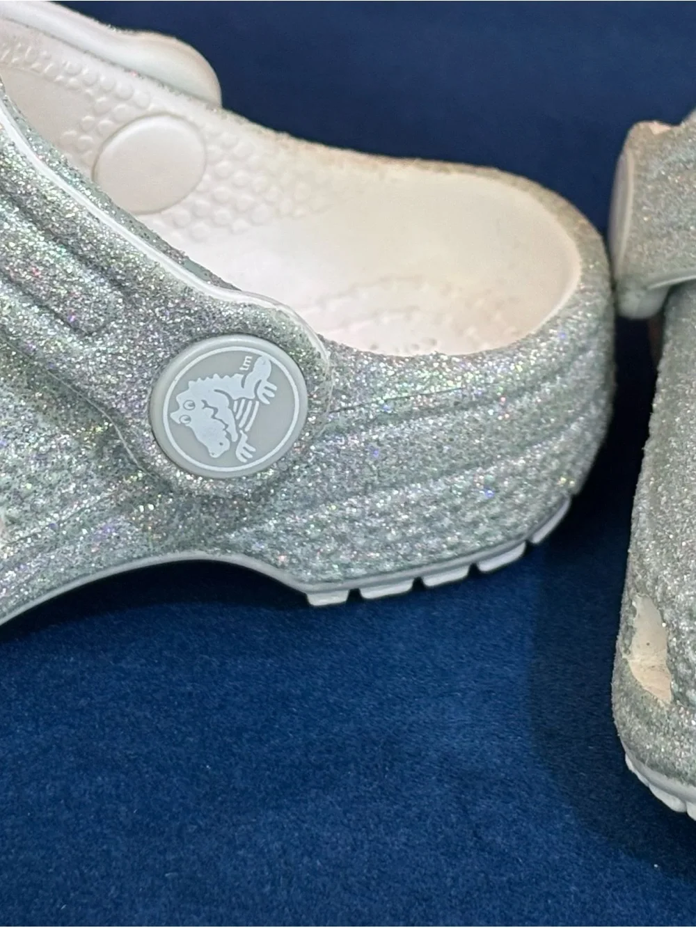 CROCS Kids Glitter Clog in Iridescent Silver C4